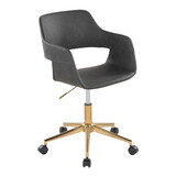 Margarite Contemporary Task Chair in Gold Metal and Grey Faux Leather by LumiSource B202P223914