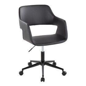 Margarite Contemporary Task Chair in Black Metal and Black Faux Leather by LumiSource B202P223915