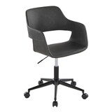 Margarite Contemporary Task Chair in Black Metal and Grey Faux Leather by LumiSource B202P223918