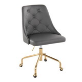 Marche Contemporary Adjustable Office Chair with Casters in Gold Metal and Grey Faux Leather by LumiSource B202P223942