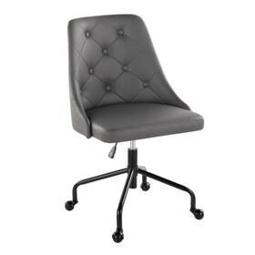 Marche Contemporary Adjustable Office Chair with Casters in Black Metal and Grey Faux Leather by LumiSource B202P223944