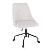 Marche Contemporary Adjustable Office Chair with Casters in Black Metal and White Faux Leather by LumiSource B202P223945