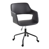 Margarite Contemporary Adjustable Office Chair in Black Metal and Black Faux Leather by LumiSource B202P223949