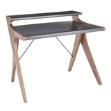 Archer Contemporary Desk in Walnut Wood with Grey Wood Top by LumiSource B202P223955