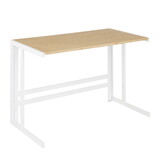 Roman Industrial Office Desk in White Metal and Natural Wood-Pressed Grain Bamboo by LumiSource B202P223969