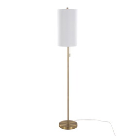 Bounty 62" Contemporary Metal Floor Lamp in Gold Metal with White Linen Shade from Grandview Gallery by LumiSource B202P223982