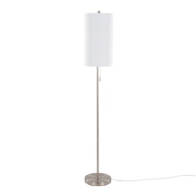 Bounty 62" Contemporary Metal Floor Lamp in Brushed Nickel with White Textured Linen Shade from Grandview Gallery by LumiSource B202P223983