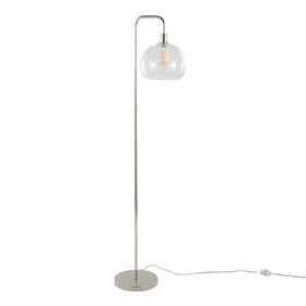 Metro 61" Contemporary Metal Floor Lamp in Polished Nickel with Clear Seeded Glass Shade from Grandview Gallery by LumiSource B202P223986