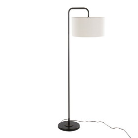 Puck 63" Contemporary Metal Floor Lamp in Oil Rubbed Bronze with Beige Linen Shade from Grandview Gallery by LumiSource B202P223991