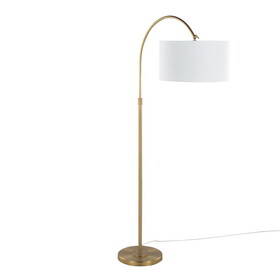 Salon Reader 63" Contemporary Metal Floor Lamp in Gold Metal with White Linen Shade from Grandview Gallery by LumiSource B202P223992