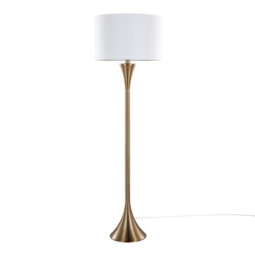 Lenuxe 65" Contemporary Metal Floor Lamp in Matte Golden Bronze Metal and White Linen from Grandview Gallery by LumiSource B202P223994