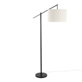 Casper 69" Contemporary Metal Floor Lamp in Matte Black Metal with Natural Linen Shade from Grandview Gallery by LumiSource B202P223997