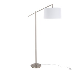 Casper 69" Contemporary Metal Floor Lamp in Brushed Nickel with Off-White Linen Shade from Grandview Gallery by LumiSource B202P223998