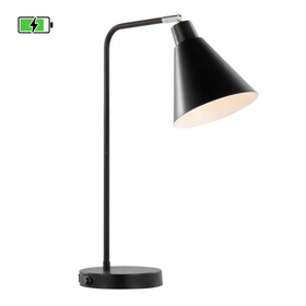 Pix 19" Contemporary Metal Task Lamp in Matte Black and White Metal with Chrome Accent and Built-in USB Port from Grandview Gallery by LumiSource B202P224062