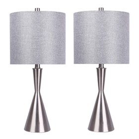 Gemma 23" Contemporary Metal Table Lamp in Brushed Nickel and Grey Linen Shade from Grandview Gallery by LumiSource - Set of 2 B202P224063