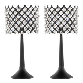 Jasper 24" Contemporary Metal Buffet Lamp in Matte Black Metal and Clear Crystal from Grandview Gallery by LumiSource - Set of 2 B202P224067