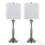 Sawyer 25" Contemporary Metal Table Lamp in Brushed Nickel with White Linen Shade and Built-in USB Port from Grandview Gallery by LumiSource - Set of 2 B202P224080