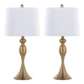 Ashland 27" Contemporary Metal Table Lamp in Gold Metal with White Linen Shade from Grandview Gallery by LumiSource - Set of 2 B202P224082