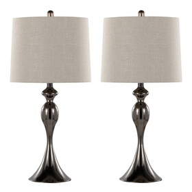 Ashland 27" Contemporary Metal Table Lamp in Gun Metal with Light Grey Textured Slub Linen Shade from Grandview Gallery by LumiSource - Set of 2 B202P224093