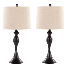 Ashland 27" Contemporary Metal Table Lamp in Oil Rubbed Bronze with Oatmeal Linen Shade from Grandview Gallery by LumiSource - Set of 2 B202P224094