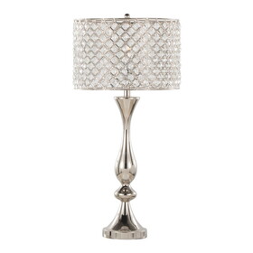 Topaz 27" Contemporary Metal Table Lamp in Polished Nickel with Clear K9 Crystal and Metal Shade from Grandview Gallery by LumiSource B202P224101