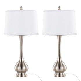 Cairo 28.75" Contemporary Metal Table Lamp in Brushed Nickel and White Linen Shade with Silver Trim from Grandview Gallery by LumiSource - Set of 2 B202P224102