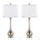 Cairo 28.75" Contemporary Metal Table Lamp in Brushed Nickel and White Linen Shade with Silver Trim from Grandview Gallery by LumiSource - Set of 2 B202P224102