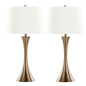 Lenuxe 29" Contemporary Metal Table Lamp in Matte Golden Bronze with Off-White Linen Shade from Grandview Gallery by LumiSource - Set of 2 B202P224104