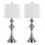 Montgomery 29" Contemporary Metal Table Lamp in Brushed Nickel with White Linen Shade and Built-in USB Port from Grandview Gallery by LumiSource - Set of 2 B202P224106