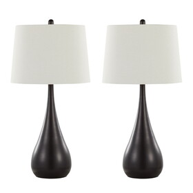 Pebble 29" Contemporary Metal Table Lamp in Oil Rubbed Bronze with White Linen Shade from Grandview Gallery by LumiSource - Set of 2 B202P224117