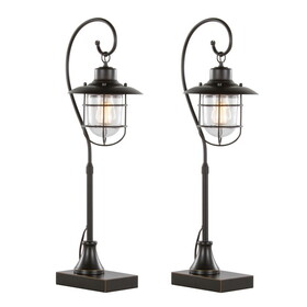 Landen 33" Contemporary Metal Task Lamp in Oil Rubbed Bronze with Clear Glass Shade from Grandview Gallery by LumiSource - Set of 2 B202P224119