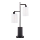 Cannes Contemporary Table Lamp in Black Metal with White Shades by LumiSource B202P224122