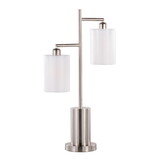 Cannes Contemporary Table Lamp in Nickel Metal with White Shades by LumiSource B202P224123