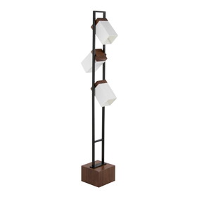 Bento 67.5" Contemporary Metal Floor Lamp in Black Metal and Walnut Wood with White Shade by LumiSource B202P224134