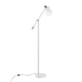 Marcel Contemporary/Glam Floor Lamp in White Marble and Nickel Metal with Clear and Frosted Glass Shade by LumiSource B202P224159