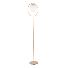 Moon Contemporary Floor Lamp in Gold Metal and Frosted Glass by LumiSource B202P224173