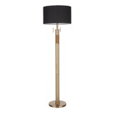 Trophy Industrial Floor Lamp in Antique Brass with Black Linen Shade by LumiSource B202P224181