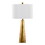 Pompeii 29" Contemporary Polyresin Table Lamp in Gold Polyresin and White Linen by LumiSource B202P224186