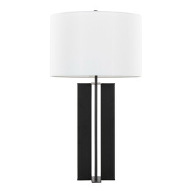 Cosmo 28" Contemporary Metal Table Lamp in Black Metal and White Linen by LumiSource B202P224191