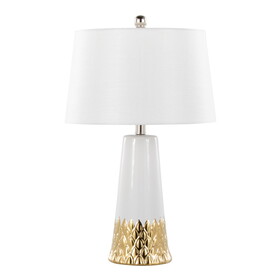 Penelope 22" Contemporary Ceramic Table Lamp with White & Gold Ceramic Body and White Shade by LumiSource B202P224199