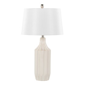 Stella 23" Contemporary Ceramic Table Lamp in Gloss Cream Ceramic with White Shade by LumiSource B202P224201