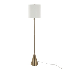 Cone 64" Contemporary Metal Floor Lamp in Gold Metal with White Linen Shade from Grandview Gallery by LumiSource B202P224209