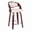 Pino 24" Mid-Century Modern Fixed-Height Counter Stool with Swivel in Cherry Wood and White Faux Leather with Round Chrome Metal Footrest by LumiSource - Set of 2 B202S00080