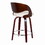 Pino 24" Mid-Century Modern Fixed-Height Counter Stool with Swivel in Cherry Wood and White Faux Leather with Round Chrome Metal Footrest by LumiSource - Set of 2 B202S00080