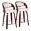 Pino 24" Mid-Century Modern Fixed-Height Counter Stool with Swivel in Cherry Wood and White Faux Leather with Round Chrome Metal Footrest by LumiSource - Set of 2 B202S00080