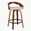 Grotto 26" Mid-Century Modern Fixed-Height Counter Stool with Swivel in Walnut Wood and Cream Faux Leather with Round Black Metal Footrest by LumiSource - Set of 2 B202S00315