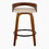 Grotto 26" Mid-Century Modern Fixed-Height Counter Stool with Swivel in Walnut Wood and Cream Faux Leather with Round Black Metal Footrest by LumiSource - Set of 2 B202S00315