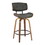 Lombardi 26" Mid-Century Modern Fixed-Height Counter Stool with Swivel in Walnut Wood and Grey Faux Leather with Round Black Metal Footrest by LumiSource - Set of 2 B202S00342