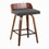 Maya 26" Mid-Century Modern Fixed-Height Counter Stool with Swivel in Walnut Wood and Charcoal Fabric with Square Black Metal Footrest by LumiSource - Set of 2 B202S00362