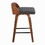 Maya 26" Mid-Century Modern Fixed-Height Counter Stool with Swivel in Walnut Wood and Charcoal Fabric with Square Black Metal Footrest by LumiSource - Set of 2 B202S00362